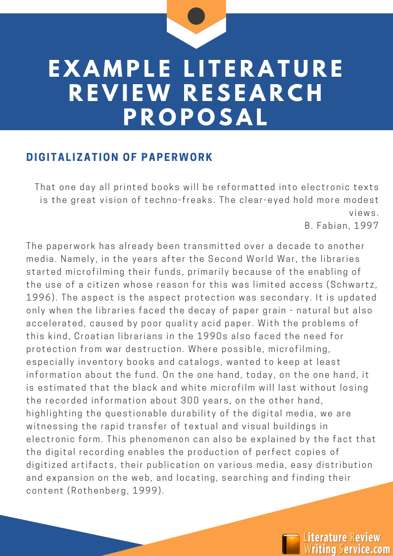 example of review of literature in research proposal